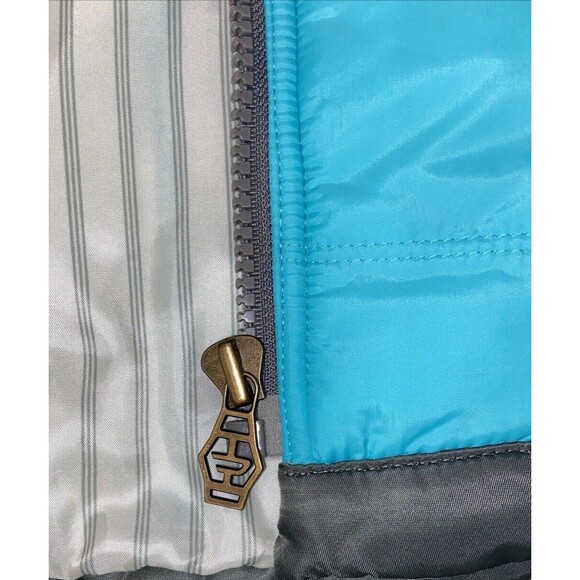 DIESEL SLEEVELESS JACKET VEST PUFFER ZIPPER TEAL WITH GREY TRIM SIZE L LARGE - Picture 10 of 16